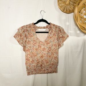 ASTR the label floral flounce ruffle sleeve blouse